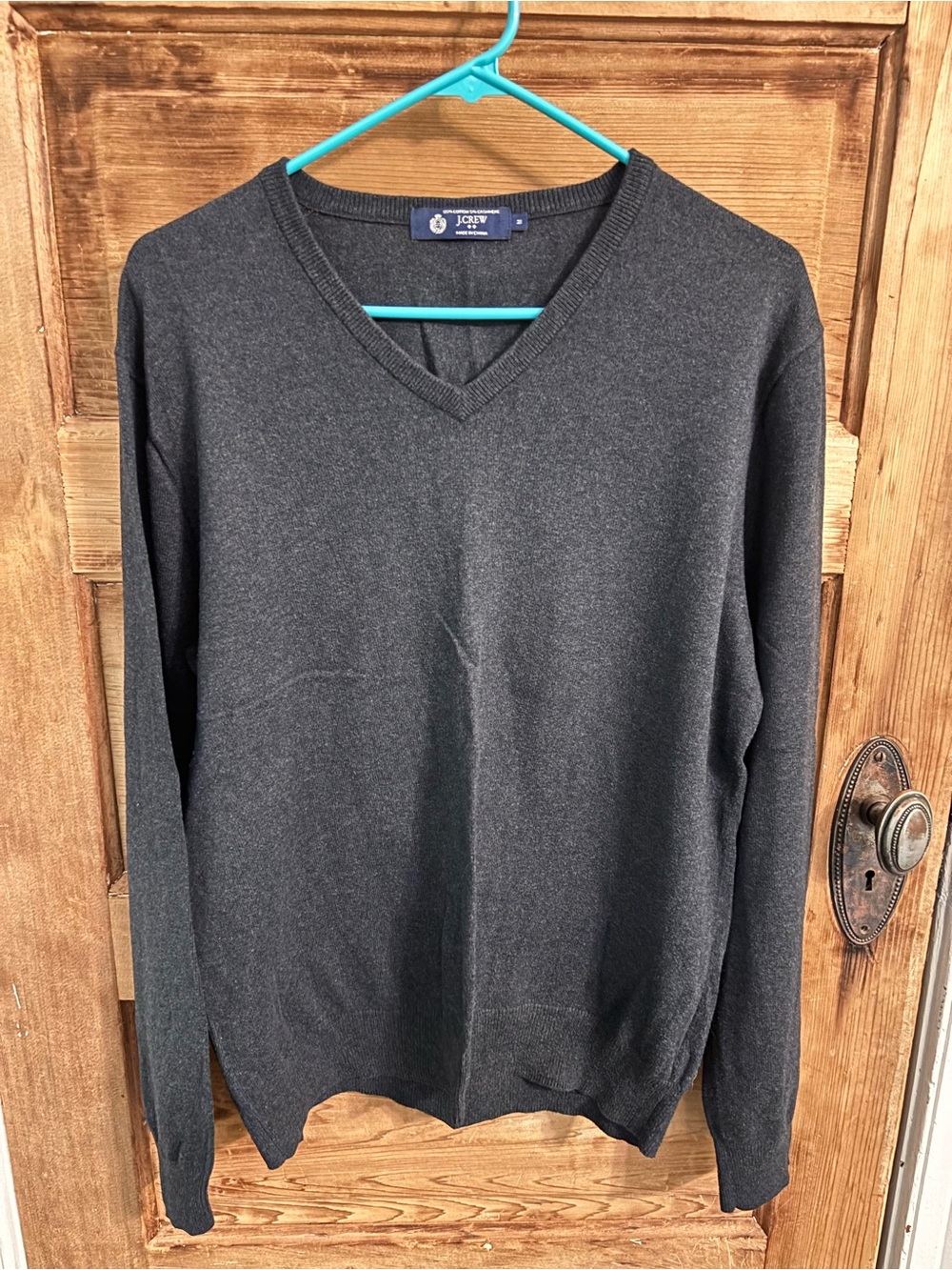 J. Crew Men's Dark Charcoal V-Neck Sweater
